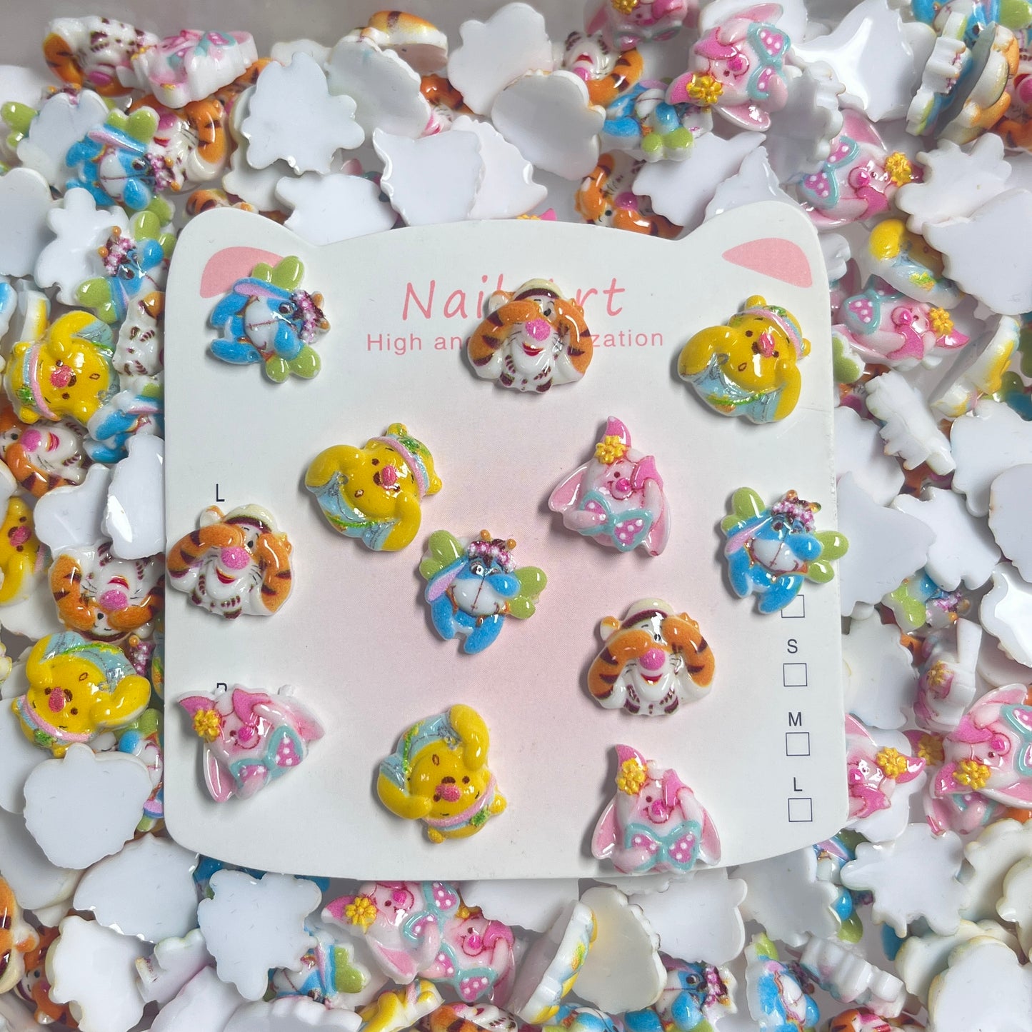 Hide and Seek Winnie the Pooh Style Nail Charms, Cute Cartoon Resin DIY Nail Art & Crafts