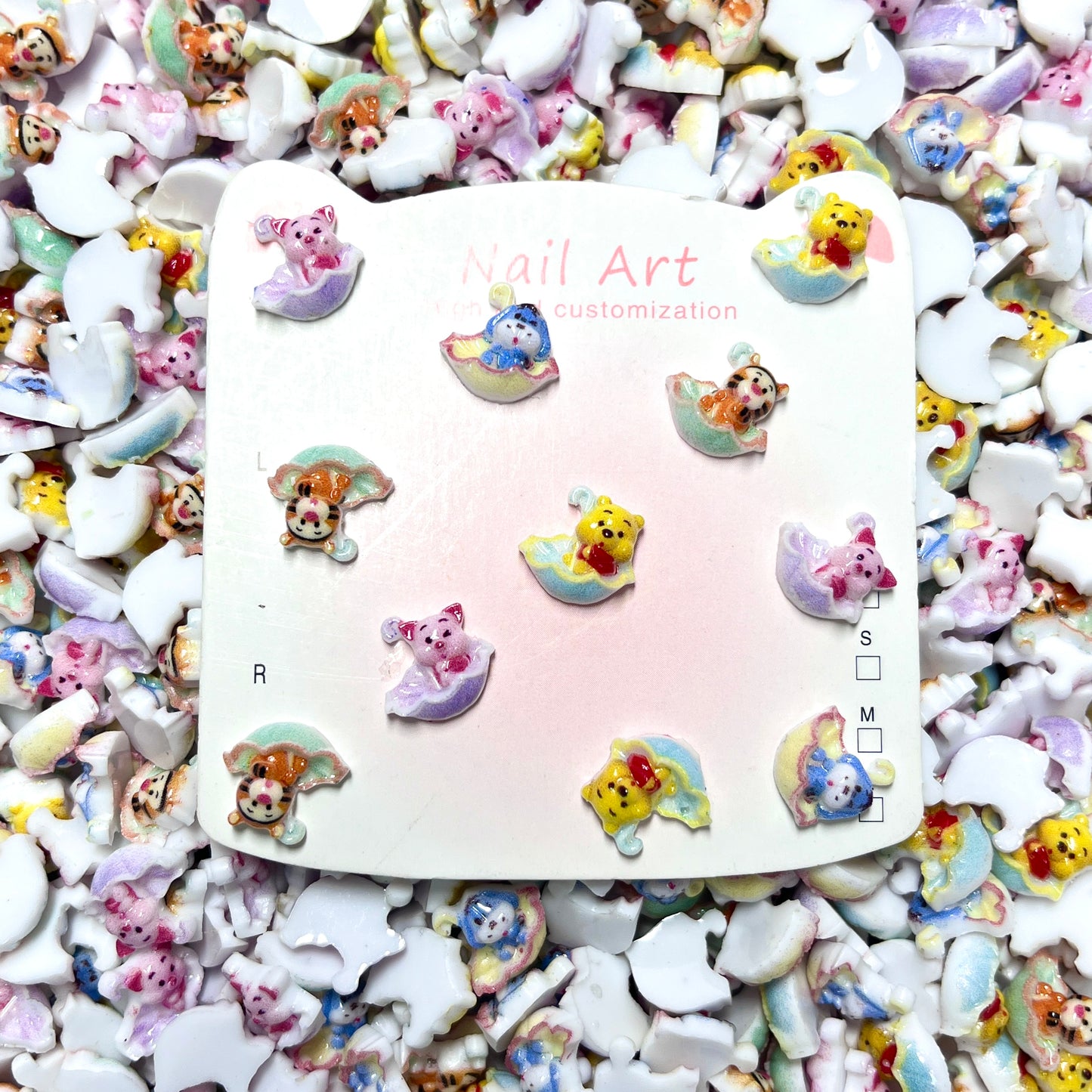 Umbrella Winnie the Pooh Style Nail Charms, Cute Cartoon Resin DIY Nail Art & Crafts