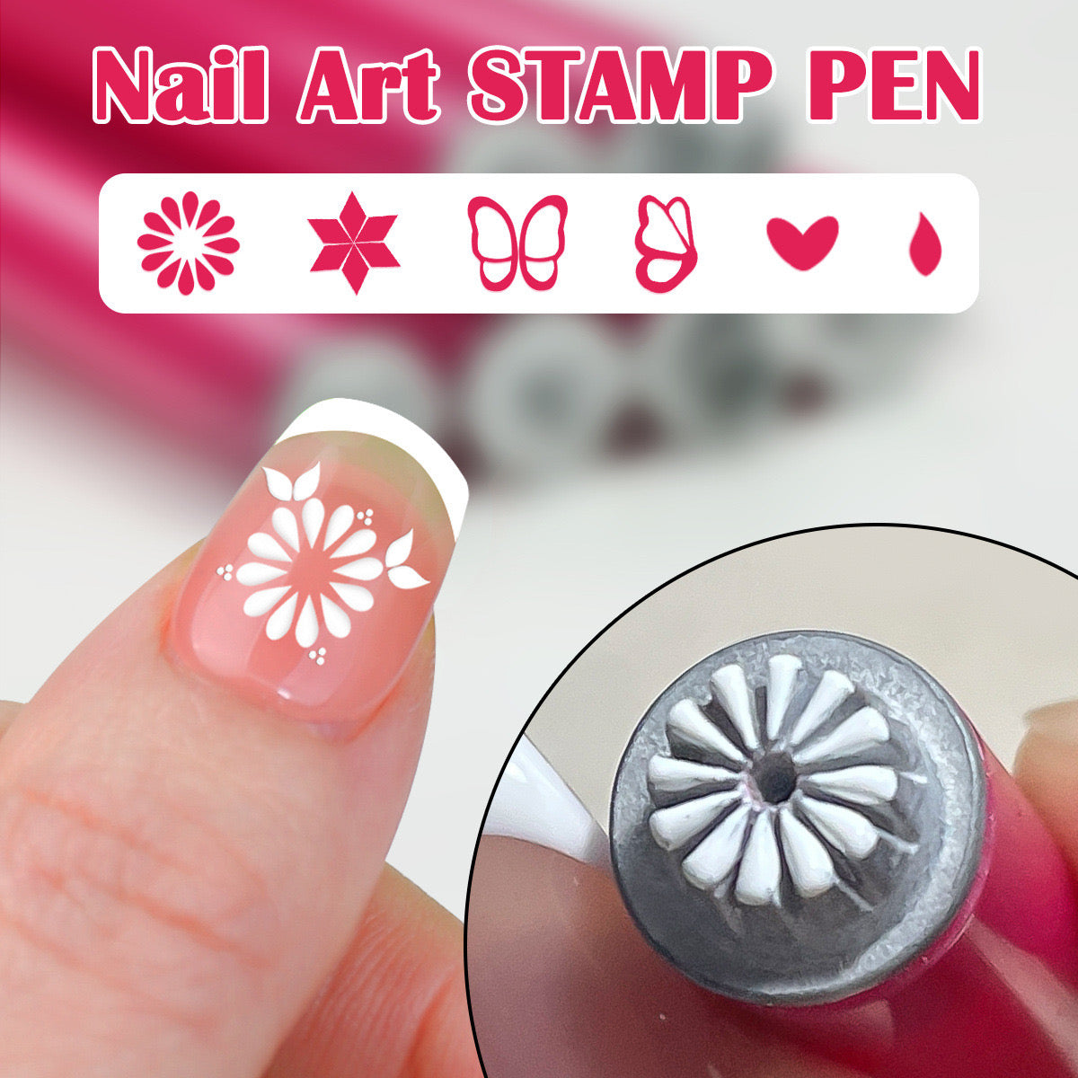 Nail Art Stamp Pen Set, Nail Stamp Pen DIY Nail Art Tools,Flower Nail Stamp Pen, nail art stamp,Stamp Nail Art Tool with Different Patterns,Nail Stamp Pen Set for Women Girls Home DIY Nail Art