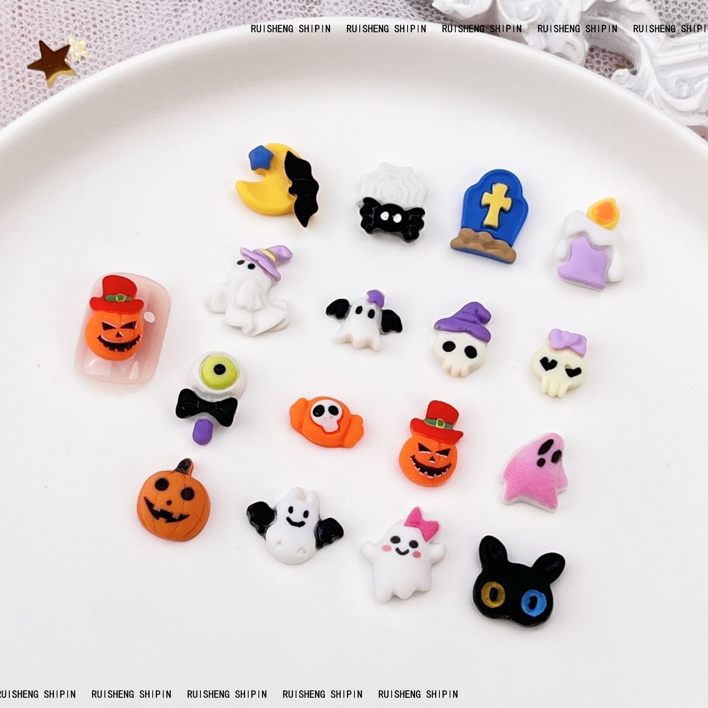 Halloween Resin Charms for Crafts, Nail Charms,Flatback Slime Charm Beads Miniature Ornaments for Halloween Embellishments Scrapbook and Nail