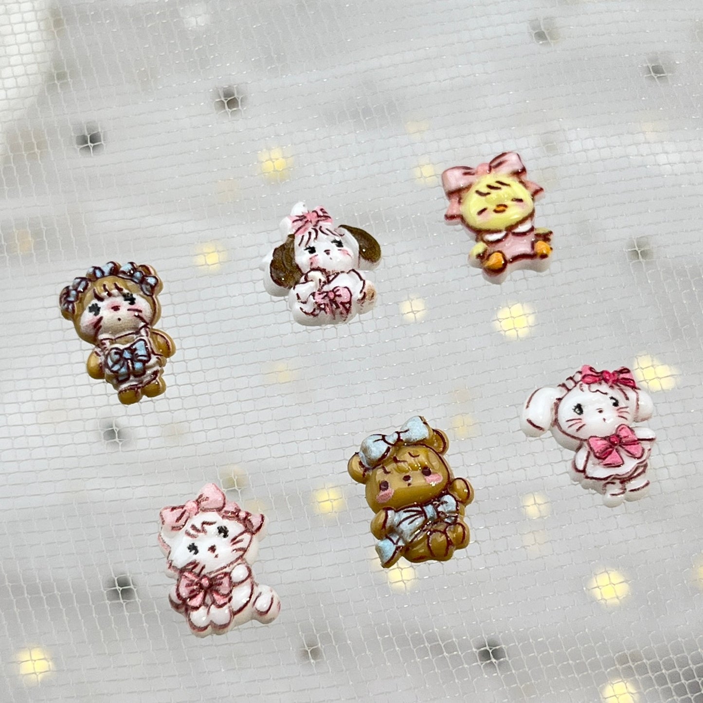 Mikko Series Cartoon Nail Art Decorations Cute 3D Hand-Painted Anime Cat Resin Stickers DIY Press-On Nail Accessories