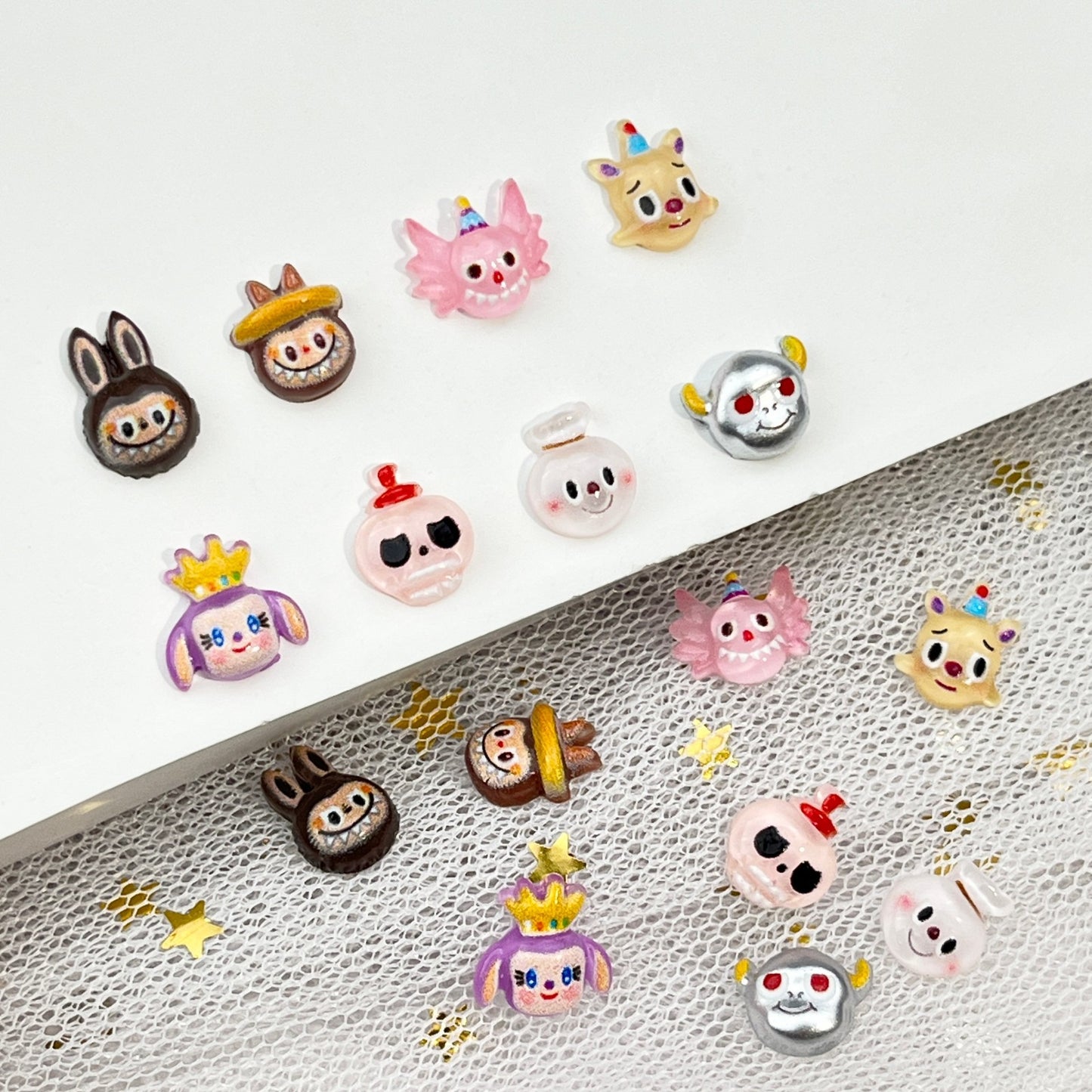 Labubu Series Cartoon Nail Art Decorations Cute 3D Little Monster Resin Rhinestones DIY Kids’ Press-On Nail Accessories