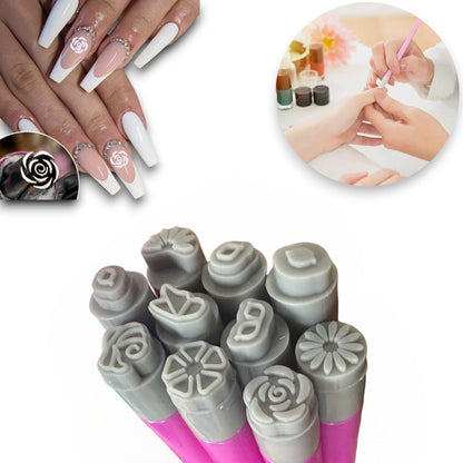 Nail Art Stamp Pen, easy to Use Nail Stamping Kit for Women & Girls Home Manicure,DIY Nail Art Tools, Tools for Nail Art, Dotting Tools Nail Art Nail Graffiti,Flower