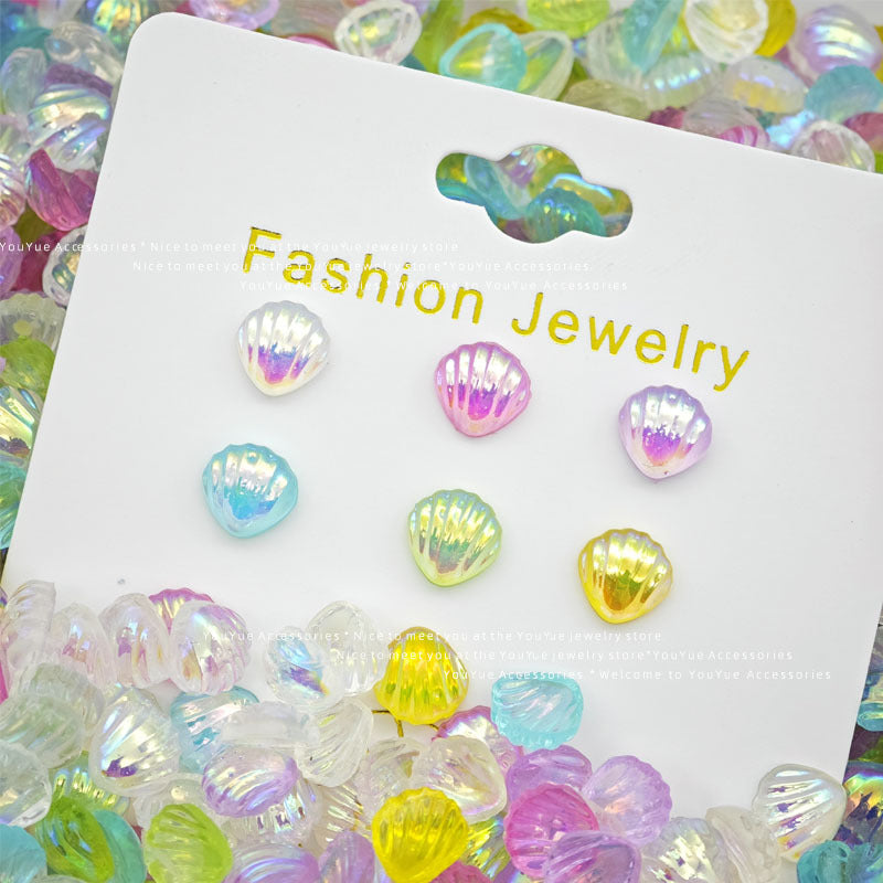 Iridescent Abalone Shell Charms – Aurora Holographic Resin Flatback for Nail Art Phone Case Jewelry Crafts