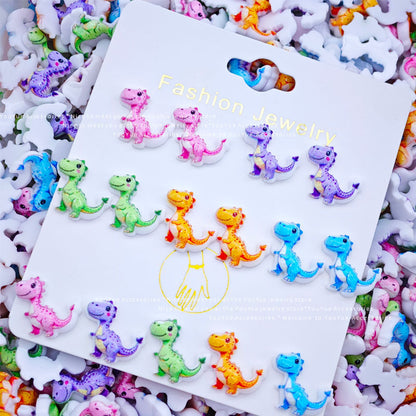 Cartoon Dinosaur Resin Charms – Cute Dino Flatback for Nail Art Pens Phone Cases Toy Crafts