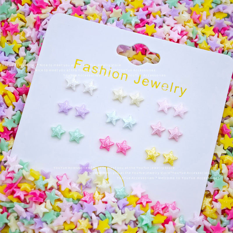 Glitter Star Resin Charms – Mermaid Iridescent Flatback for Nail Art Earrings Phone Case Jewelry Cups Crafts