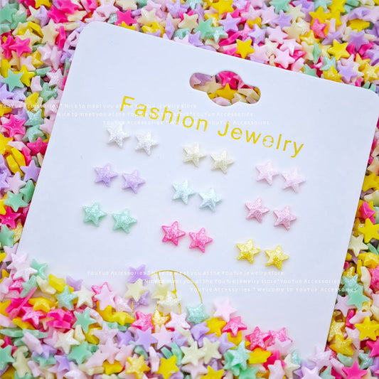 Glitter Star Resin Charms – Mermaid Iridescent Flatback for Nail Art Earrings Phone Case Jewelry Cups Crafts