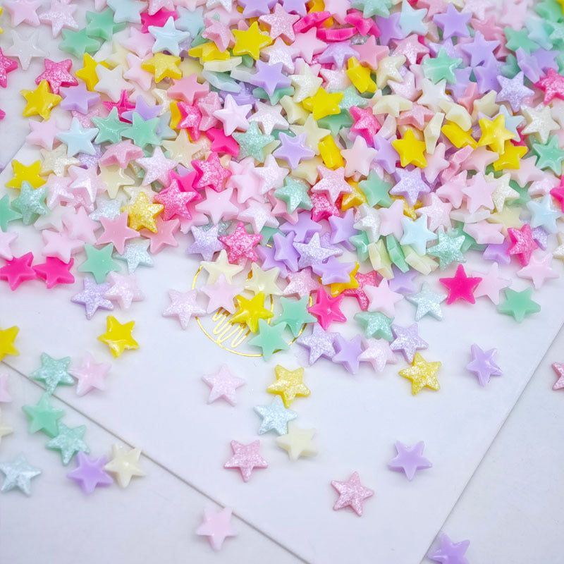 Glitter Star Resin Charms – Mermaid Iridescent Flatback for Nail Art Earrings Phone Case Jewelry Cups Crafts