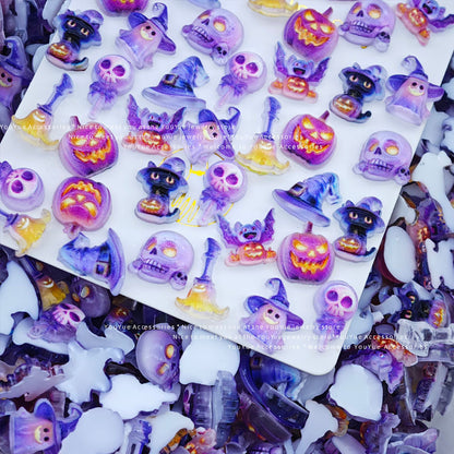 Halloween Nail Charms – Skull Ghost Pumpkin Resin Mini Charms for Nail Art Press-On Junkcase Keychains Car-decoration Crafts