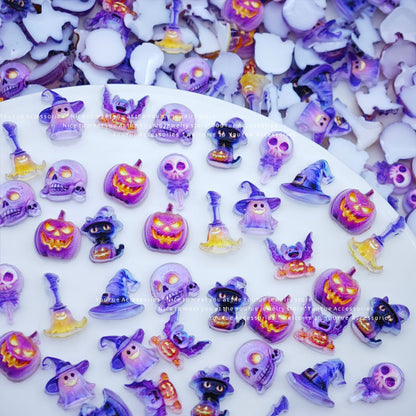 Halloween Nail Charms – Skull Ghost Pumpkin Resin Mini Charms for Nail Art Press-On Junkcase Keychains Car-decoration Crafts