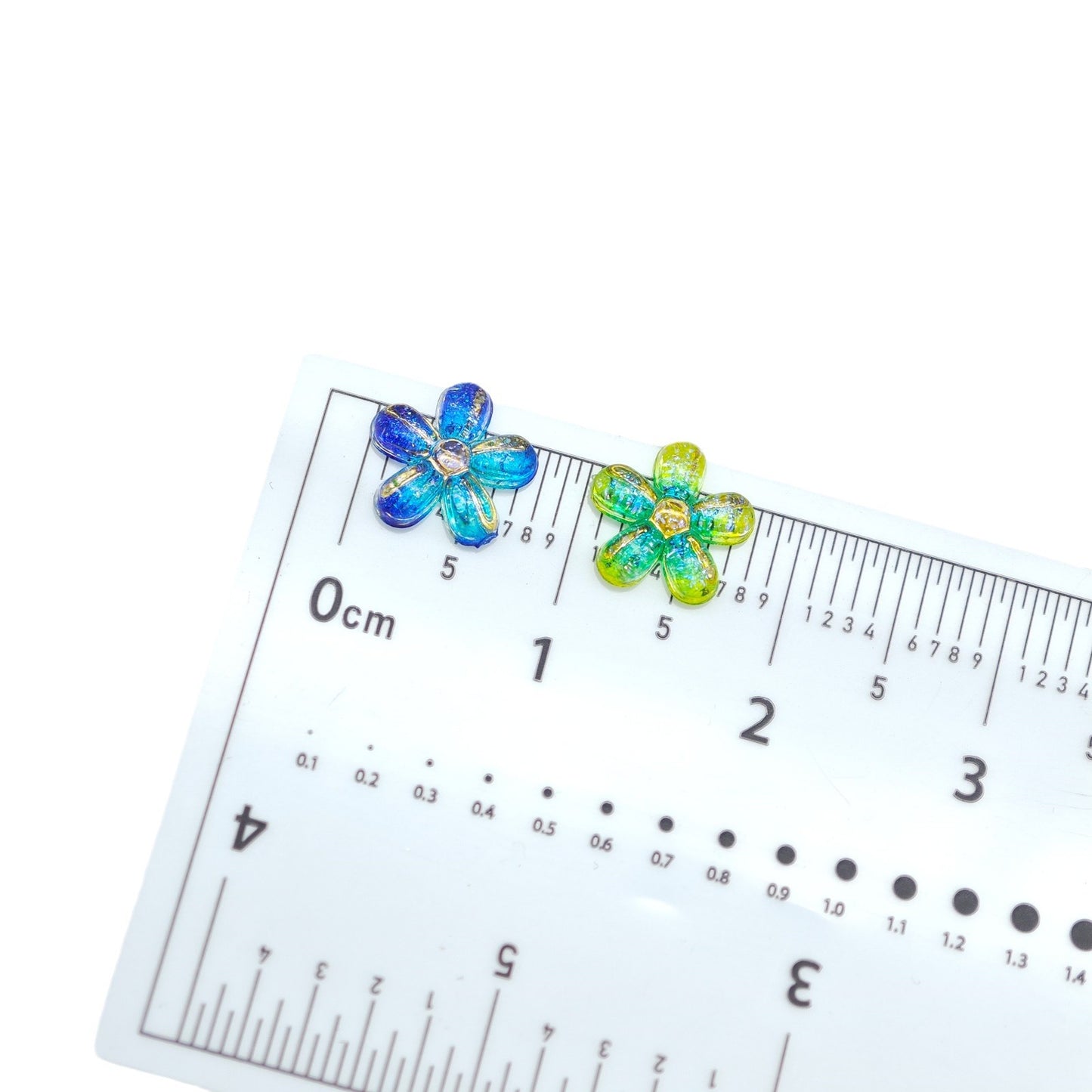 Iridescent Flower Resin Charms – Holographic Gradient 5-Petal Gold Foil Flatback for Nailart Earrings Junkcases Beadablepen Crafts