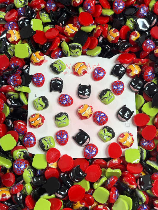 Marvel Superhero 3D Resin Nail Charms – Mixed Flatback Decorations for DIY Nail Art & Craft Design
