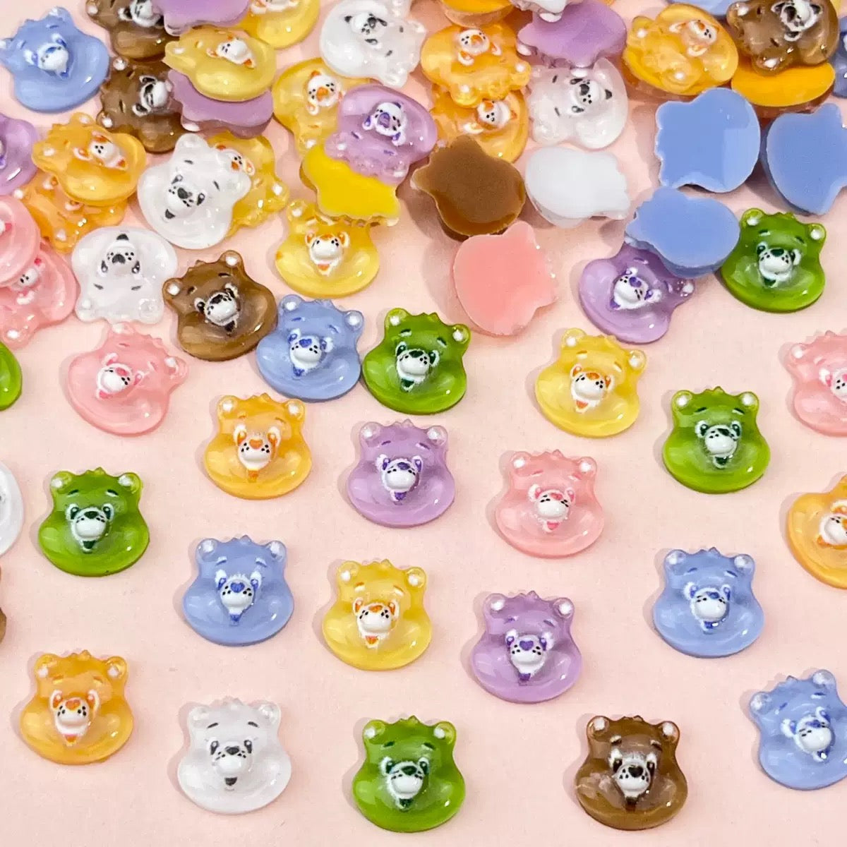 Care Bears 3D Resin Nail Charms – Cute Kawaii Flatback Bear Decorations for DIY Nail Art, Craft Design, Decoration