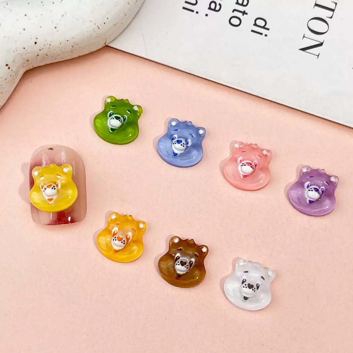 Care Bears 3D Resin Nail Charms – Cute Kawaii Flatback Bear Decorations for DIY Nail Art, Craft Design, Decoration