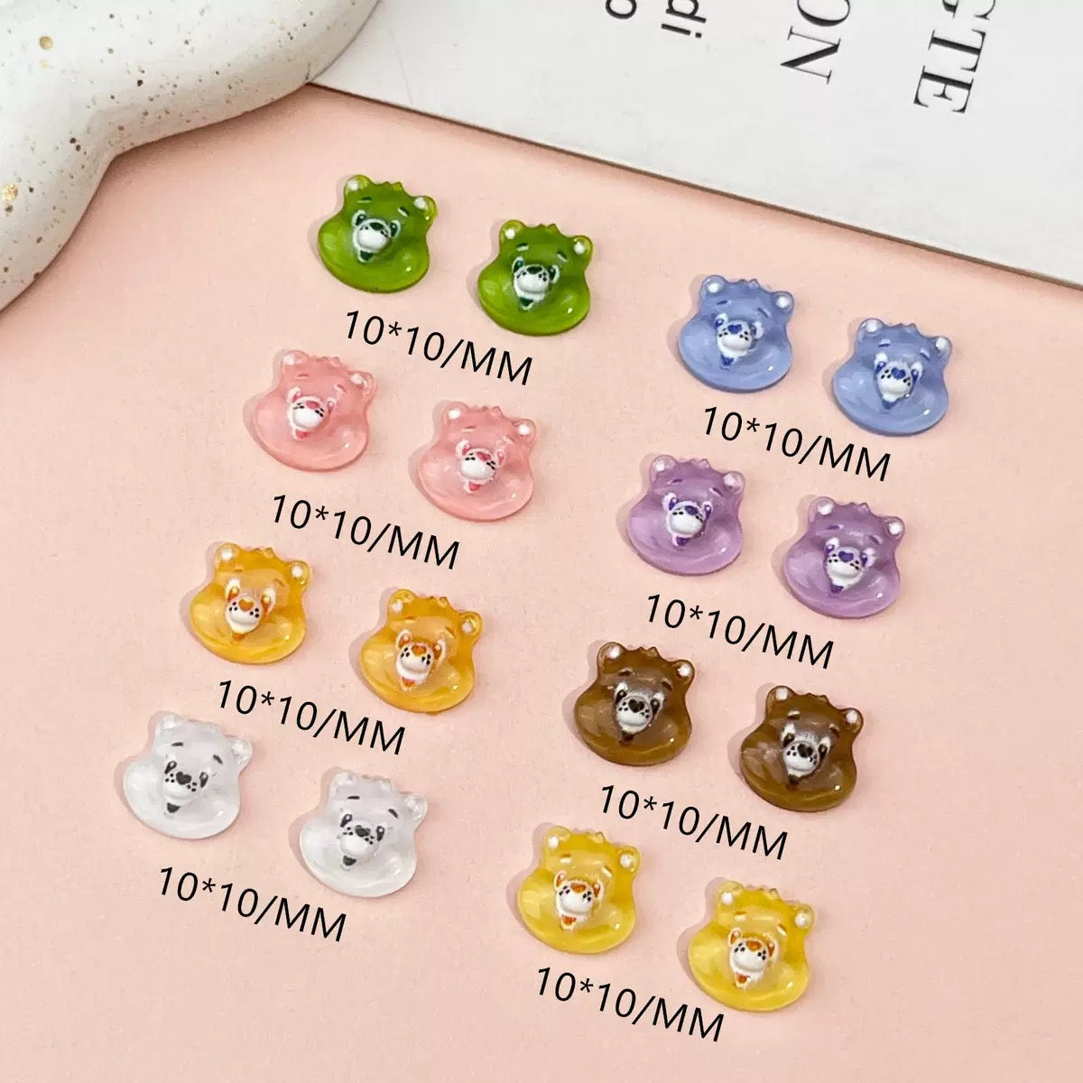 Care Bears 3D Resin Nail Charms – Cute Kawaii Flatback Bear Decorations for DIY Nail Art, Craft Design, Decoration