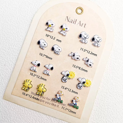 Snoopy Nail Charms 3D Cartoon Resin Flatback Charms for Nail Art, DIY Phone Case & Craft Accessories, Kawaii Mini Charms
