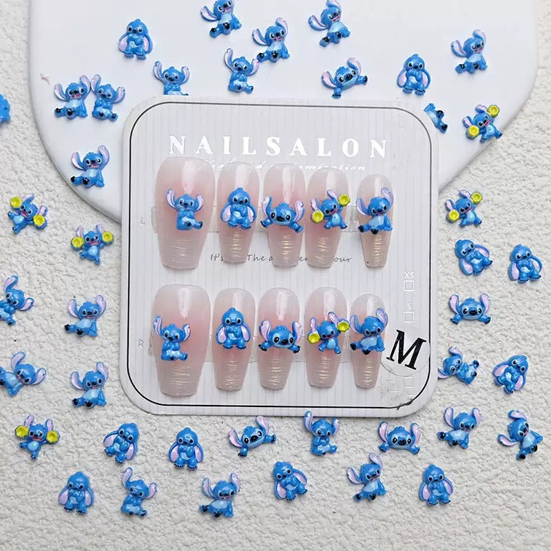Stitch Nail Charms 3D Cartoon Resin Flatback Charms for Nail Art, DIY Phone Case & Craft Accessories