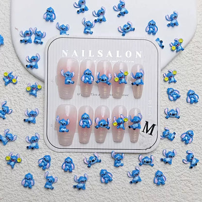 Stitch Nail Charms 3D Cartoon Resin Flatback Charms for Nail Art, DIY Phone Case & Craft Accessories