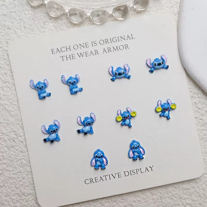 Stitch Nail Charms 3D Cartoon Resin Flatback Charms for Nail Art, DIY Phone Case & Craft Accessories