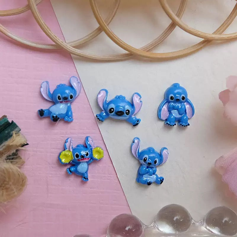 Stitch Nail Charms 3D Cartoon Resin Flatback Charms for Nail Art, DIY Phone Case & Craft Accessories