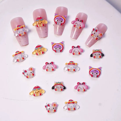 Sanrio Winter Nail Charms, Cute Hat Design, 3D Kawaii Resin Flatback Charms for Nail Art Designs, Beads, Pens, Phone Case Decoration & Craft Accessories, DIY