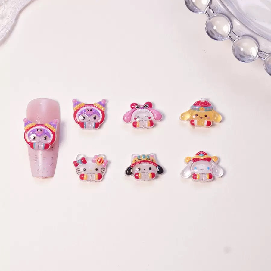 Sanrio Winter Nail Charms, Cute Hat Design, 3D Kawaii Resin Flatback Charms for Nail Art Designs, Beads, Pens, Phone Case Decoration & Craft Accessories, DIY