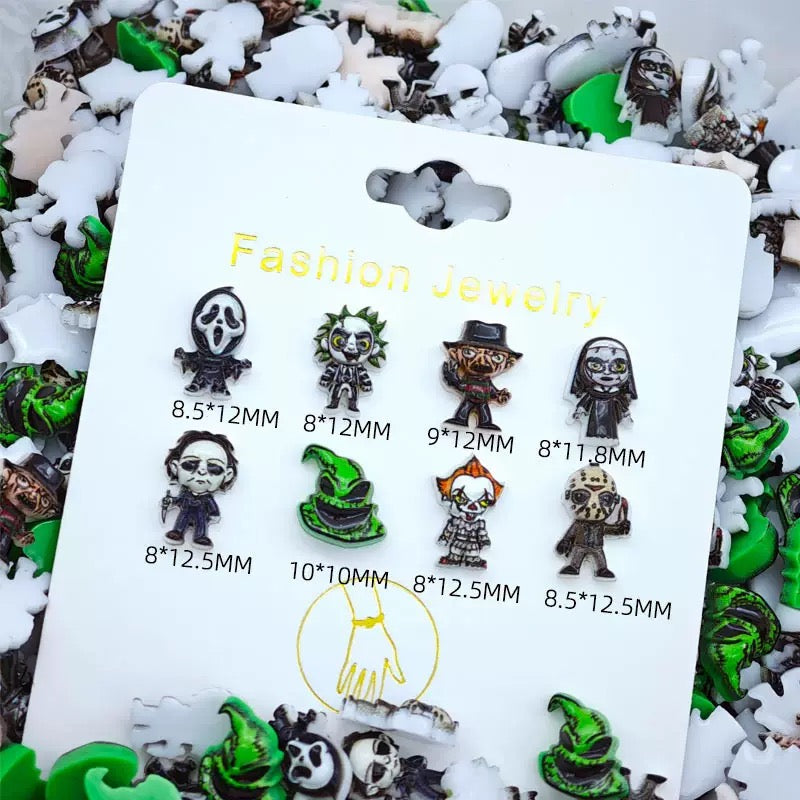 Halloween Horror Nail Charms, Gothic Movie Character Charms for DIY Nail Art & Crafts