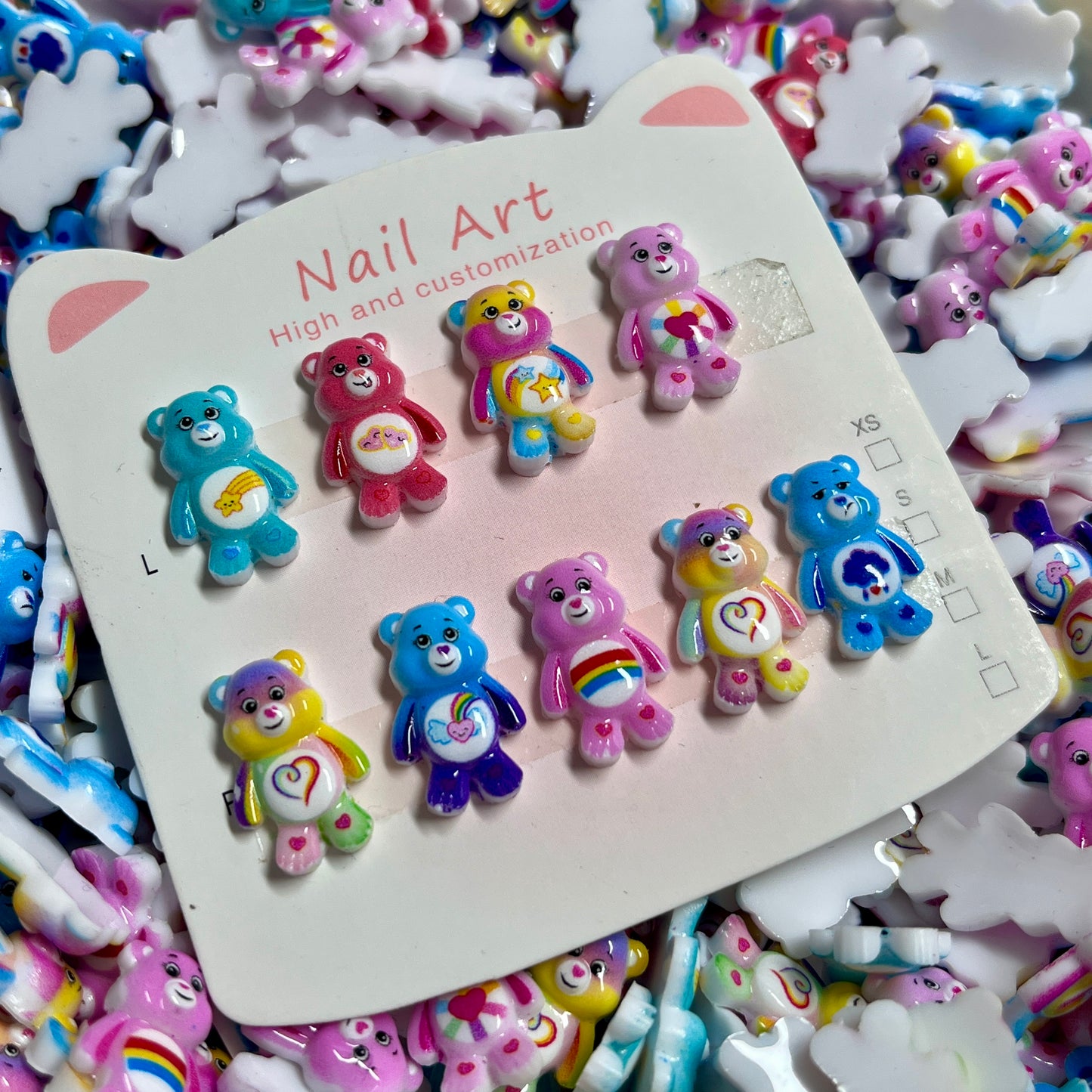 Luminous Care Bear Style Nail Charms – Glow in the Dark Cute Resin Charms for DIY Nails, Junkcase, Beads Pens, and Crafting