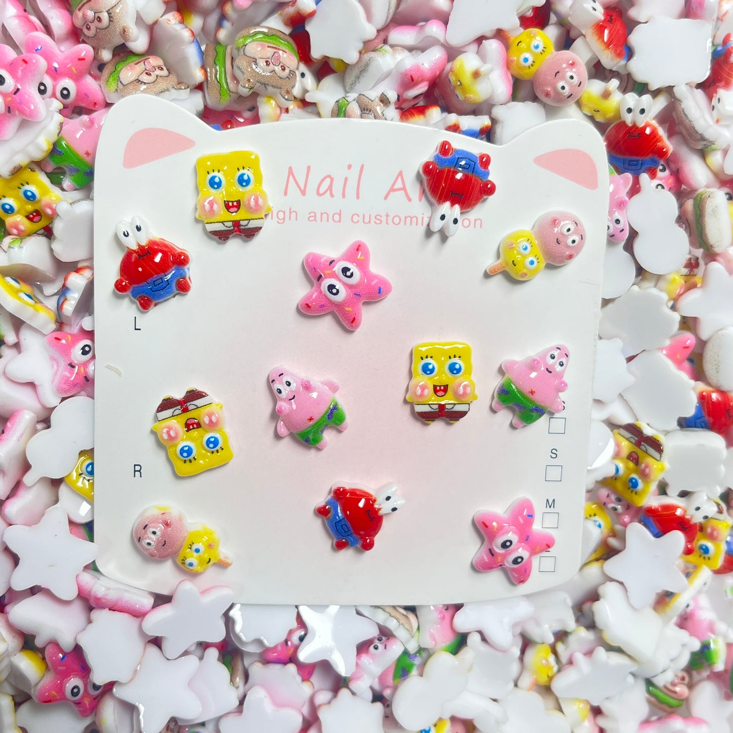 SpongeBob Style Nail Charms,Cute Cartoon Resin DIY Nail Art & Craft Charms