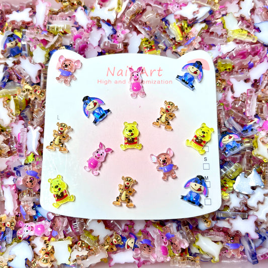 Cartoon Bear Nail Charms – Winnie the Pooh 3D Nail Art Decorations for Acrylic Nails, Press Ons, DIY Crafts & Resin Charms