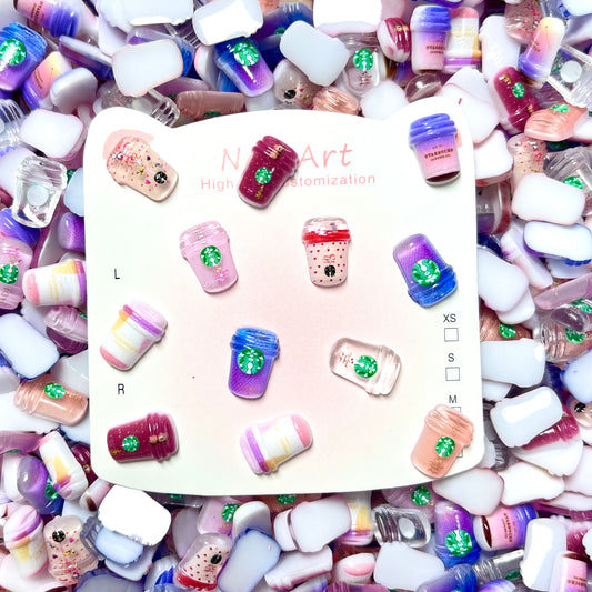 SB Coffee Cup 3D Nail Charms – Cute Aesthetic Nail Art Decorations for Acrylic Nails, Press On Nails, Fancy Beads, Beadable Pens, Junkcase, Keychains & Crafts