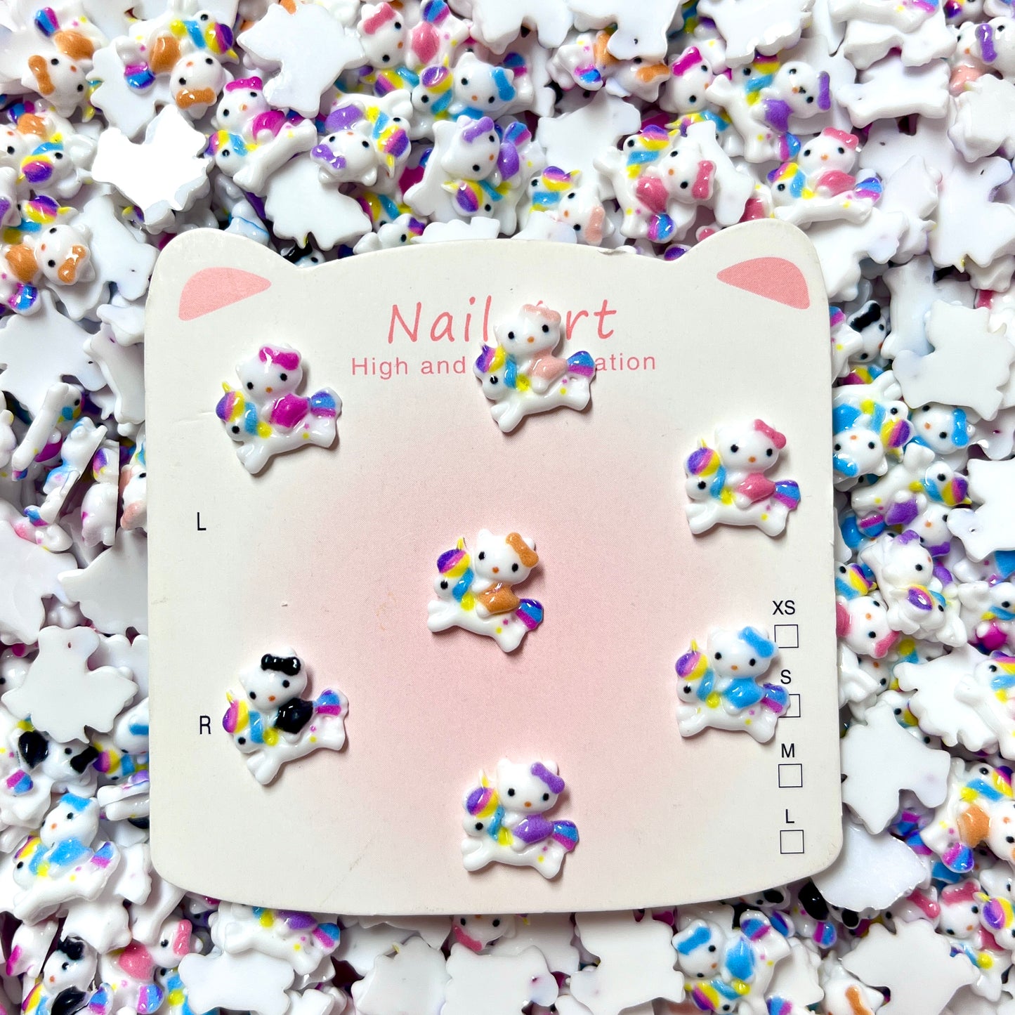 Hello Kitty Inspired Rainbow Unicorn 3D Nail Charms – Cartoon Nail Art Decorations for  Nail Art, Phone Case, Junk Case, Pens, Beads & DIY