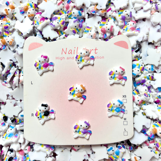 Hello Kitty Inspired Rainbow Unicorn 3D Nail Charms – Cartoon Nail Art Decorations for  Nail Art, Phone Case, Junk Case, Pens, Beads & DIY
