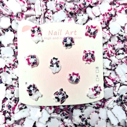 Marie Cat Nail Charms – Cute Cartoon 3D Nail Art for Press On Nails, Beadable Pens, Junkcase & DIY Crafts
