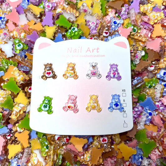 Classic Care Bears 3D Resin Nail Charms – Cute Kawaii Flatback Bear Decorations for DIY Nail Art, Craft Design, Decoration