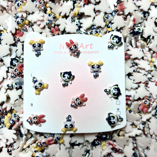 Powerpuff Girls 3D Nail Charms – Cartoon Nail Art Decorations for Nail Art, Phone Case, Junk Case, Beads & DIY Crafts