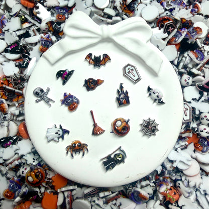 Cute Halloween Nail Charms – Ghost Pumpkin Bat Candy Corn Resin Mini DIY Kawaii Nail Art Accessories 3D Flatback Charms Set