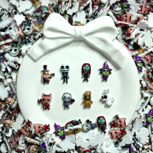 NIGHTMARE BEFORE CHRISTMAS Nail Charms – Jack Skellington Sally Resin Mini DIY Halloween Nail Art Accessories 3D Flatback Charms Set