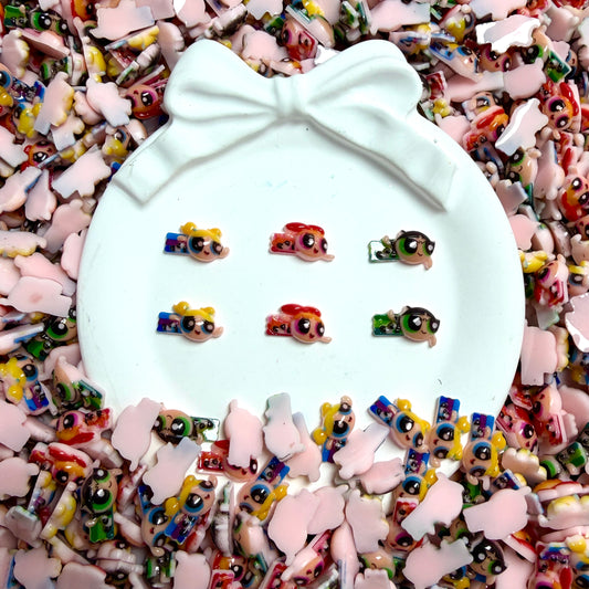 Powerpuff Girls Nail Charms – Blossom Bubbles Buttercup Resin Mini Charms for Nail Art Accessories Keychain Fancypen Junkcase  3D Flatback