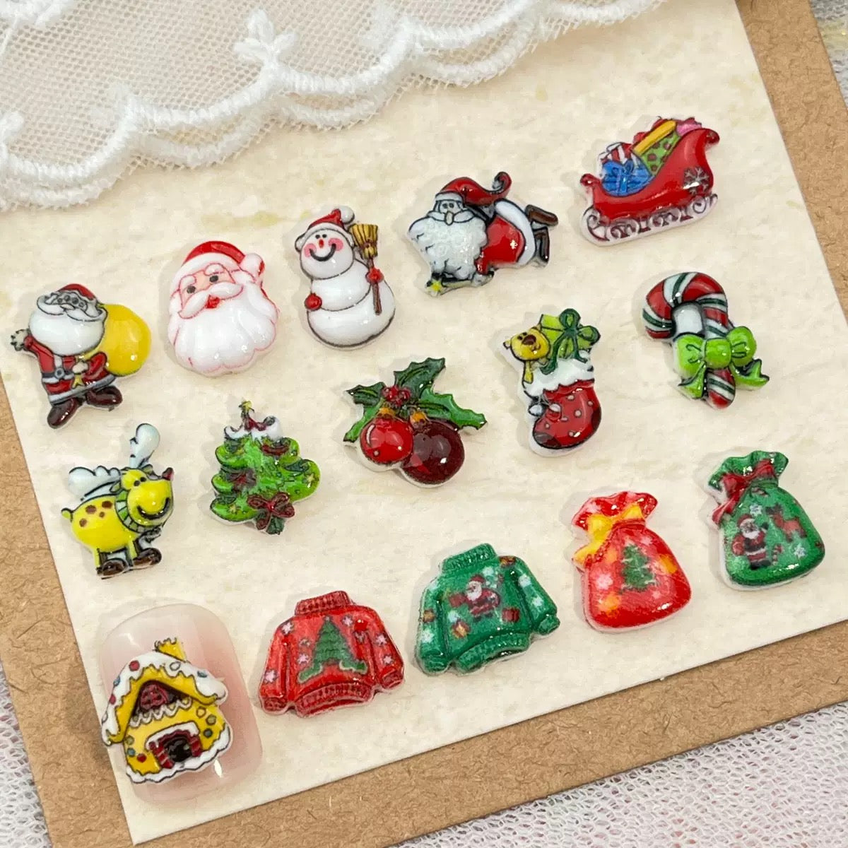 Christmas Nail Charms – Santa Snowman Reindeer Christmas Tree Resin Charms for Nail Art Phone Cases Pens Jewelry Crafts DIY Accessories