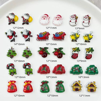 Christmas Nail Charms – Santa Snowman Reindeer Christmas Tree Resin Charms for Nail Art Phone Cases Pens Jewelry Crafts DIY Accessories