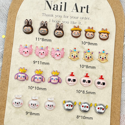Labubu Series Cartoon Nail Art Decorations Cute 3D Little Monster Resin Rhinestones DIY Kids’ Press-On Nail Accessories