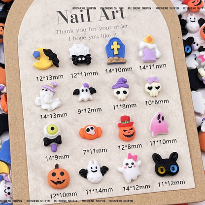 Halloween Resin Charms for Crafts, Nail Charms，Flatback Slime Charm Beads Miniature Ornaments for Halloween Embellishments Scrapbook and Nail