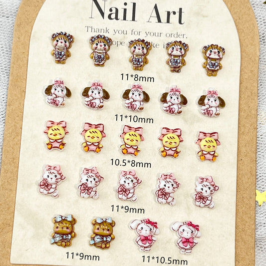 Mikko Series Cartoon Nail Art Decorations Cute 3D Hand-Painted Anime Cat Resin Stickers DIY Press-On Nail Accessories