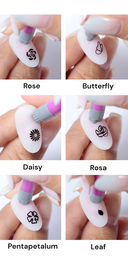 Nail Art Stamp Pen, easy to Use Nail Stamping Kit for Women & Girls Home Manicure,DIY Nail Art Tools, Tools for Nail Art, Dotting Tools Nail Art Nail Graffiti,Flower