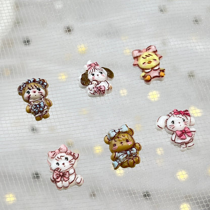 Mikko Series Cartoon Nail Art Decorations Cute 3D Hand-Painted Anime Cat Resin Stickers DIY Press-On Nail Accessories