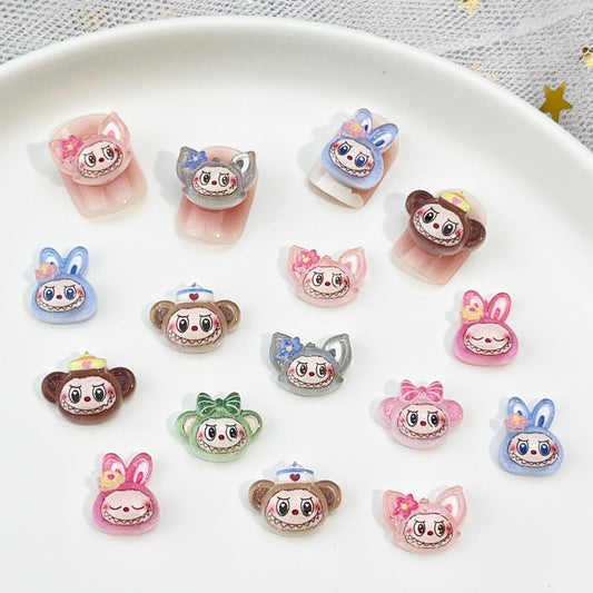 Disney LinaBell Cartoon Nail Art Decorations Cute 3D Glittering StellaLou and Labubu Resin Rhinestones DIY Press-On Nail Accessories