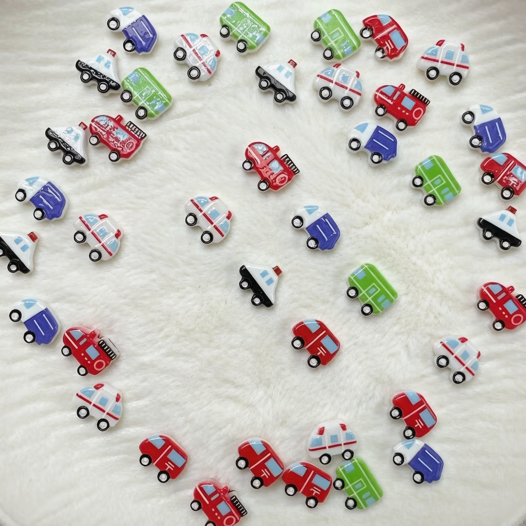 Vehicle Nail Charms –Ambulance Police Car School Bus Fire Truck Flatback for Nail Art Pens Phone Cases Jewelry Crafts