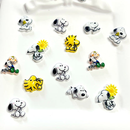 Snoopy Nail Charms 3D Cartoon Resin Flatback Charms for Nail Art, DIY Phone Case & Craft Accessories, Kawaii Mini Charms